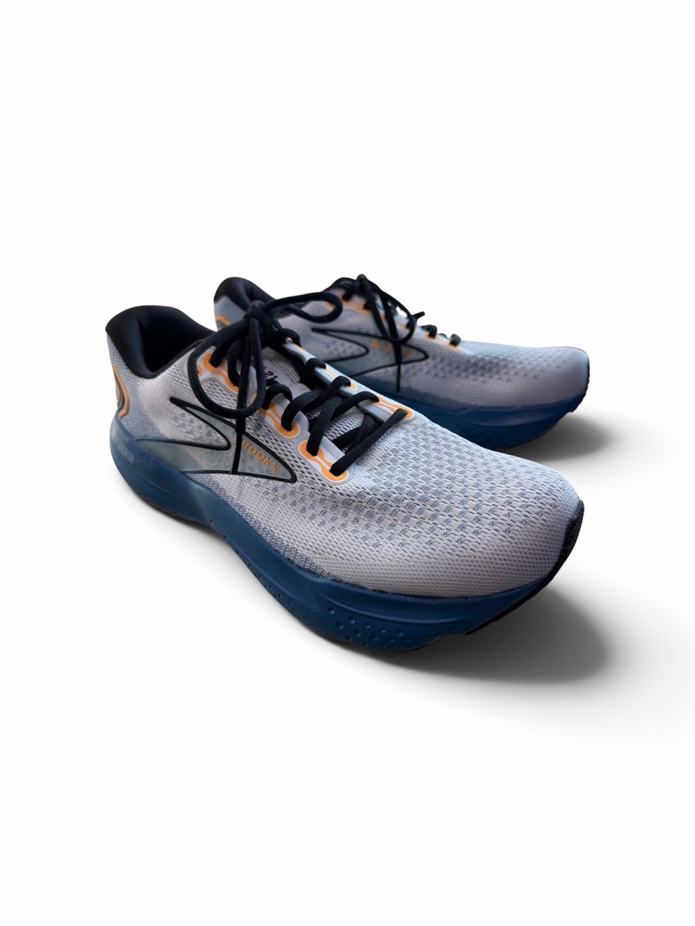 Brooks Glycerine 21 Men’s Running Shoe - White, Navy & Orange Accents size 10 D